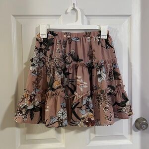 Floral Tiered Skirt in Pink